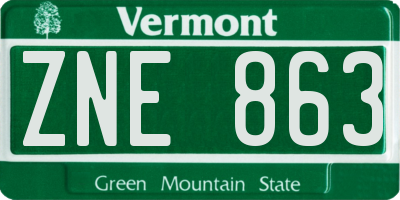 VT license plate ZNE863