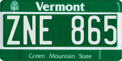 VT license plate ZNE865