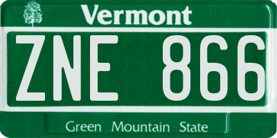 VT license plate ZNE866
