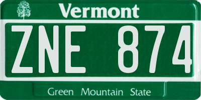 VT license plate ZNE874