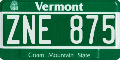 VT license plate ZNE875