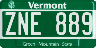 VT license plate ZNE889