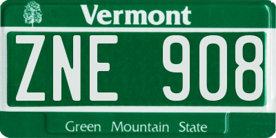 VT license plate ZNE908