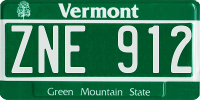 VT license plate ZNE912