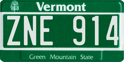 VT license plate ZNE914