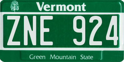 VT license plate ZNE924