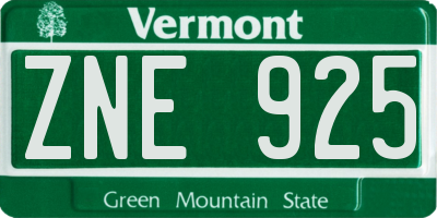 VT license plate ZNE925