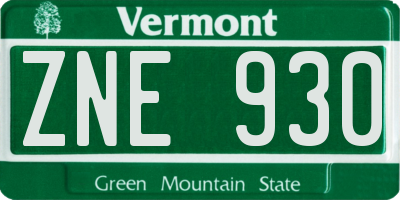 VT license plate ZNE930