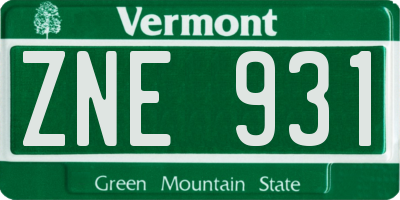 VT license plate ZNE931