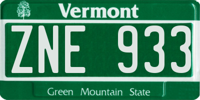 VT license plate ZNE933