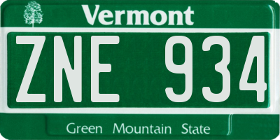 VT license plate ZNE934