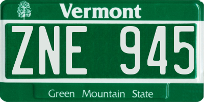 VT license plate ZNE945