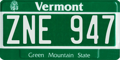 VT license plate ZNE947
