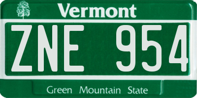 VT license plate ZNE954