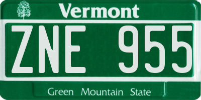VT license plate ZNE955
