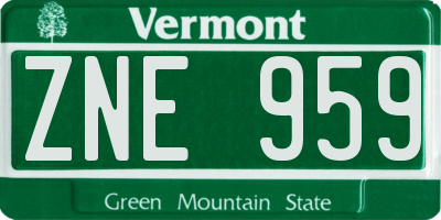 VT license plate ZNE959