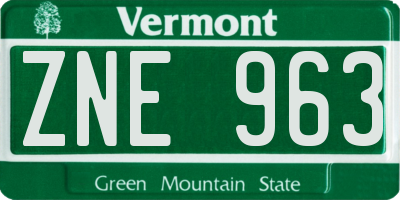 VT license plate ZNE963