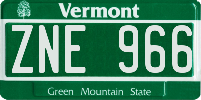 VT license plate ZNE966
