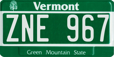 VT license plate ZNE967