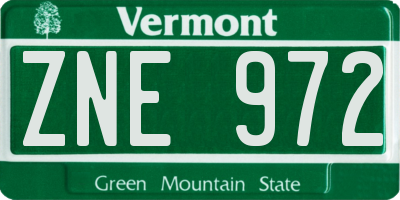 VT license plate ZNE972
