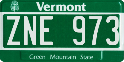 VT license plate ZNE973