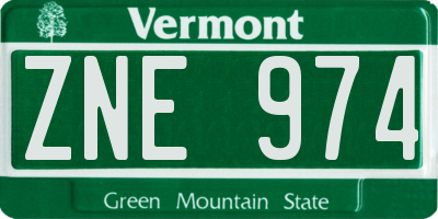 VT license plate ZNE974