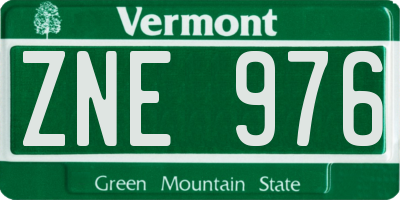 VT license plate ZNE976