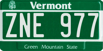 VT license plate ZNE977