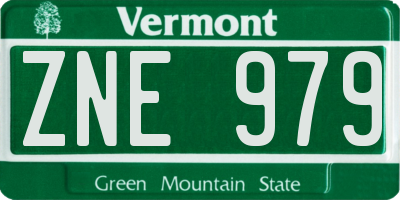 VT license plate ZNE979