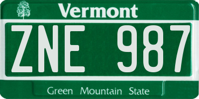 VT license plate ZNE987