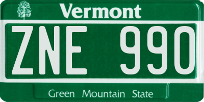 VT license plate ZNE990