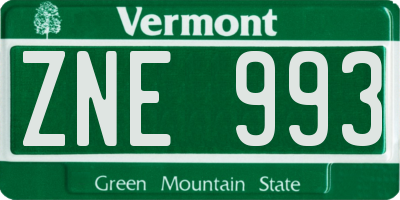 VT license plate ZNE993