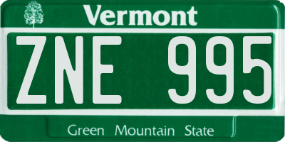 VT license plate ZNE995