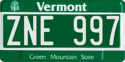 VT license plate ZNE997