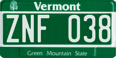 VT license plate ZNF038