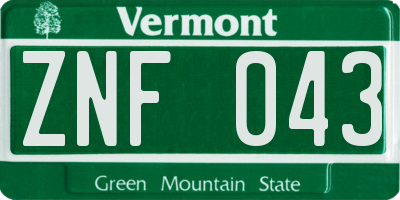 VT license plate ZNF043