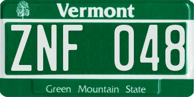 VT license plate ZNF048