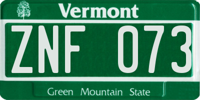 VT license plate ZNF073