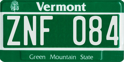 VT license plate ZNF084