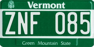 VT license plate ZNF085