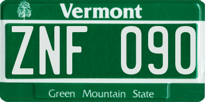 VT license plate ZNF090