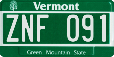 VT license plate ZNF091