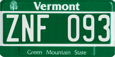 VT license plate ZNF093