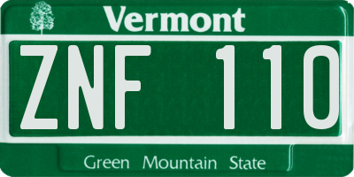 VT license plate ZNF110