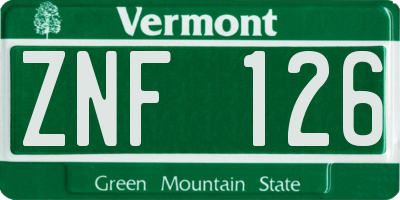 VT license plate ZNF126