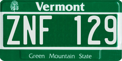 VT license plate ZNF129