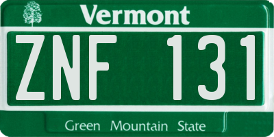 VT license plate ZNF131
