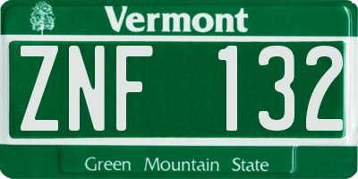 VT license plate ZNF132