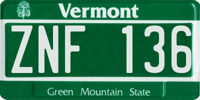VT license plate ZNF136