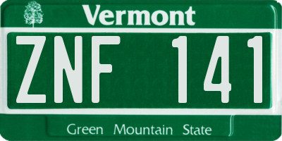 VT license plate ZNF141